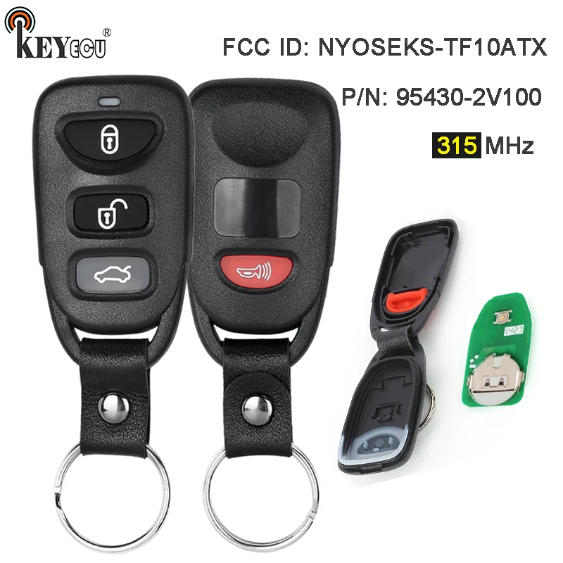 KEYECU 315MHz P/N: 95430-2V100 FCC ID: NYOSEKS-TF10ATX Remote Key Fob for Hyundai Veloster 2012 2013 2014 2015