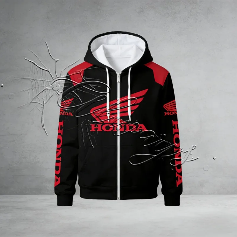 2026 Autumn/Winter New Honda Racing Outdoor Cycling Warm Hoodie Men's MOTO Off Road Enthusiast Motorcycle Coat Warm Coat