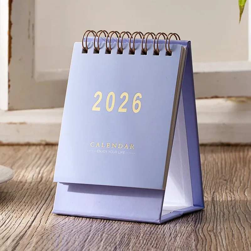 2026 Simple Small Calendar Creative Coil Desktop Decoration Office Stationery Simple Solid Color Message Mini Compact Objects
