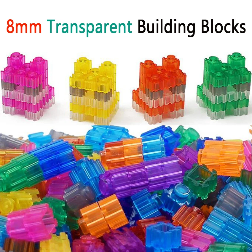 Pinuocao 100pcs 8*8mm Pixel Art Puzzle Micro Diamond Transparent Building Blocks DIY 3D Small Brick Toy For Children Educational