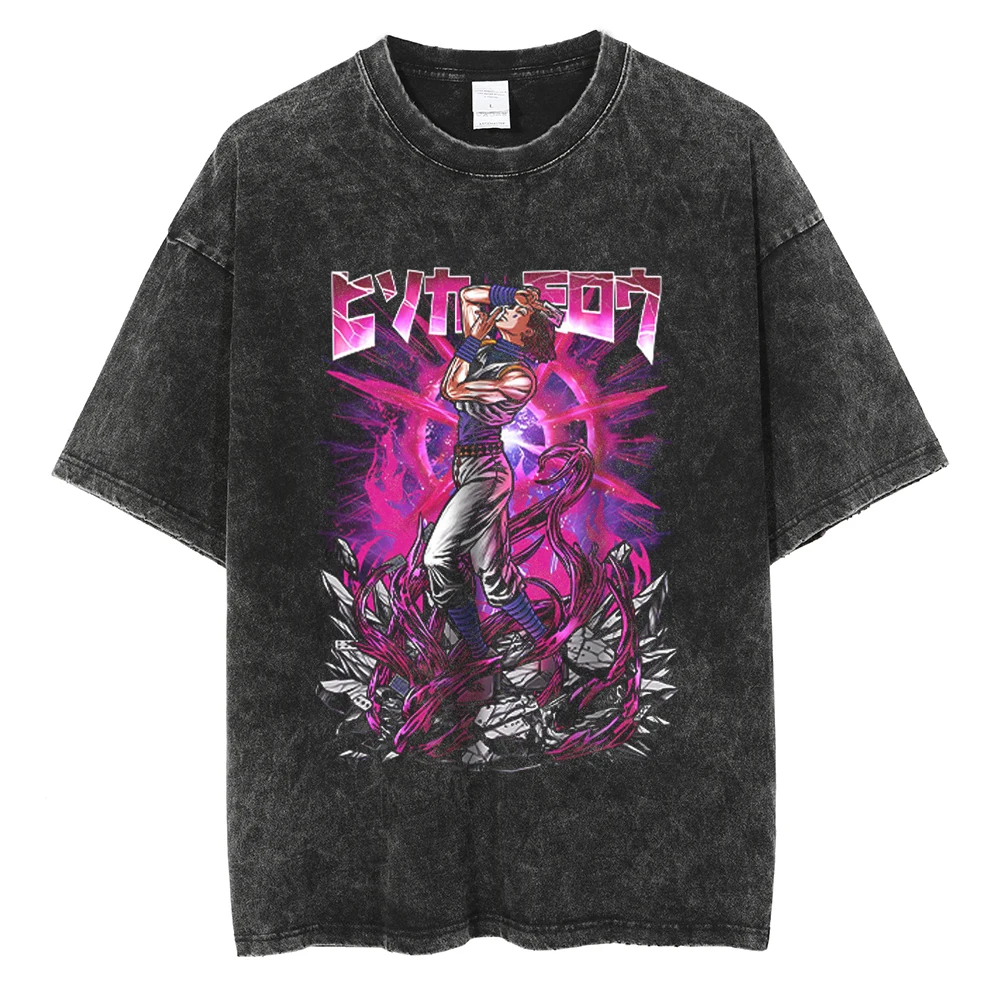 Hot Anime Hunter × Hunter GON FREECSS Print Tshirt Men Women Oversized T-shirts Manga T Shirt Harajuku Male Washed Cotton Tshirt 4
