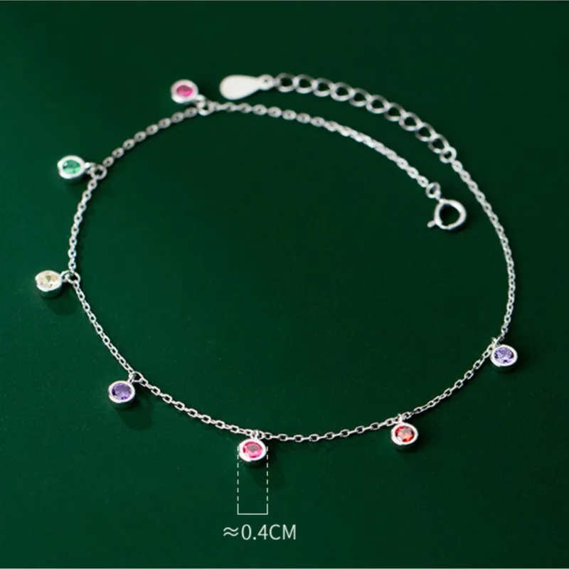 Silver Color Elegant Round Zircon Anklet for Women Light Luxury Summer Boho CZ Beads Chain Foot Chain Party Jewelry Gifts