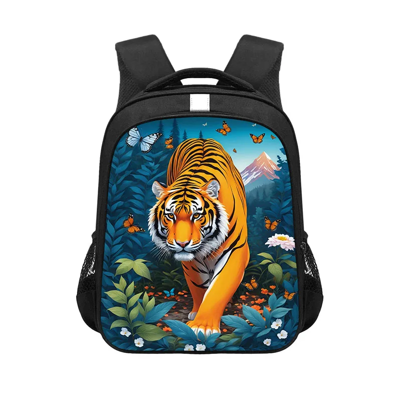 Colorful Tiger Print Backpacks Howling Wolf Under The Moonlight Rucksack Women Men Outdoor Daypack Teenager School Bags Gift