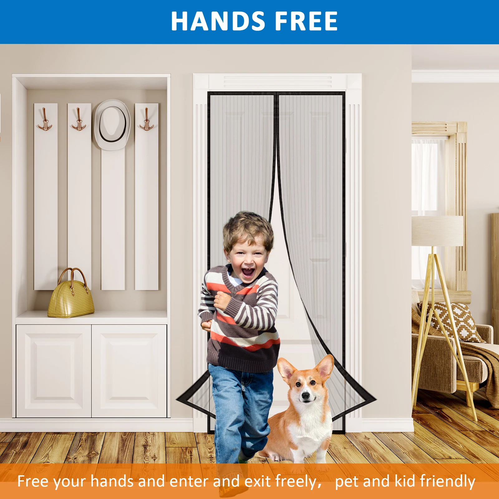 Magnetic Screen Door Hands-Free Net Mesh Screen Door Keep Mosquito Fly Insect Bugs Out Magnetic Curtain Works with Kids Pets magnetic screen door curtain,mosquito net,anti mosquito screens,mosquito gauze mesh,door curtains