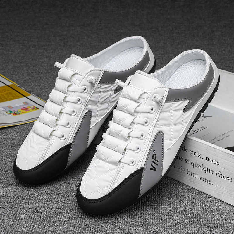 BDVE 2023 Summer Fashion men New Style lat-soled Wild Flat-bottomed Summer Thin Section Baotou Half Slippers