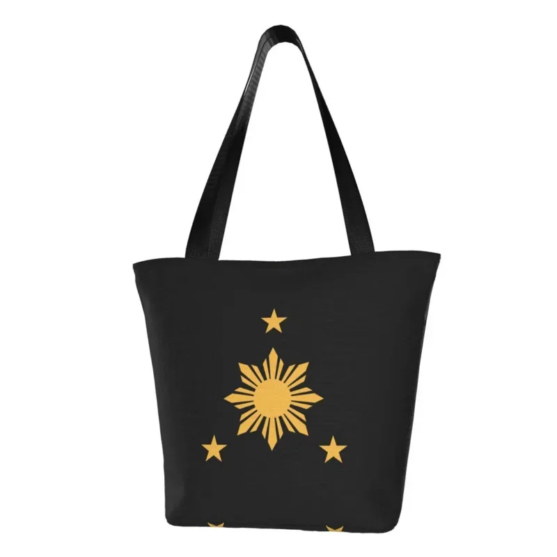 

Custom 3 Stars And A Sun Philippines Flag Shopping Canvas Bag Women Durable Groceries Tote Shopper Bags