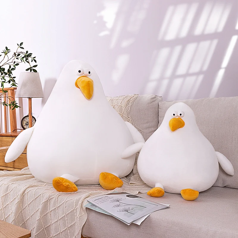 Stuffed Down Cotton Long Mouth Duck Cute Big White Sea Bird Plush Toys For Children Soft Pillow Cushion Nice Christmas Gift 80cm