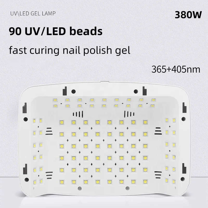 380W UV LED Nail Lamp 90 LEDS Nail Dryer Large Space for Curing All Gel Nail Polish Fast Drying Manicure Pedicure Salon Tool 3