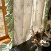 Idyllic French Retro Flowers Door Curtains Cloth for Living Room Green Warp Ruffled Cotton and Linen Curtains for Kitchen #A401 4