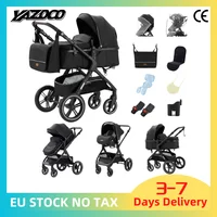 Poussette 3-en-1 pour bébé, poignée réversible, pliage en une seule étape, cadre en aluminium, ensemble 3 pièces, poussette à quatre roues 1