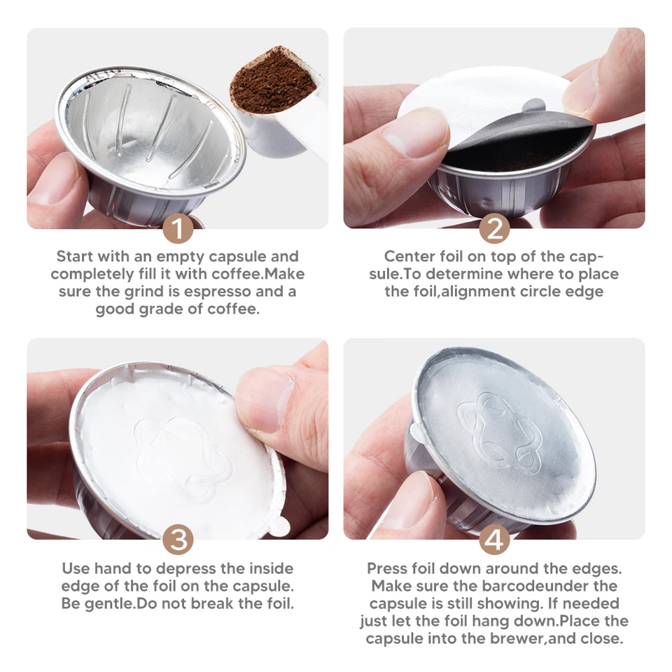 Kikiwell 100 Coperchi In Alluminio Per Capsule VertuoLine - Ricaricabili E Riutilizzabili - Compatibili Con Macchine Nespresso VertuoLine (64mm) - 2