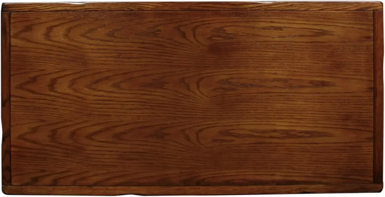 10058 Slate Tile Coffee Table with Shelf, 20 in x 38 in x 20.5 in, Rustic Oak 2
