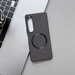 Fabric Cloth Texture Magnetic Phone Case - Shockproof with Magsafe Charging Compatibility for Xperia Pro 1 (Black)