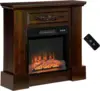 32" Electric Fireplace with Mantel, Freestanding Heater with LED Log Flame, Overheat Protection and Remote Control, 1400W, Brown 1
