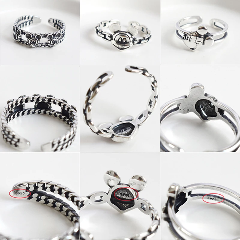 Bagues Disney Mickey Mouse pour hommes et femmes, Vintage, dessin