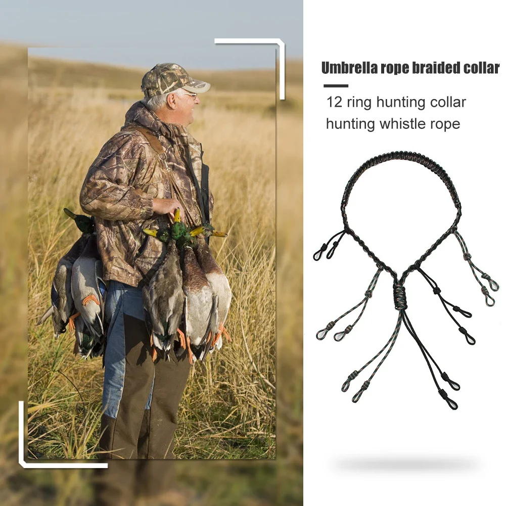1PCS Hunting bait Rope duck call Rope Rope Hunter game adjustable 12-ring braided whistle bird collar sling hunting supplies