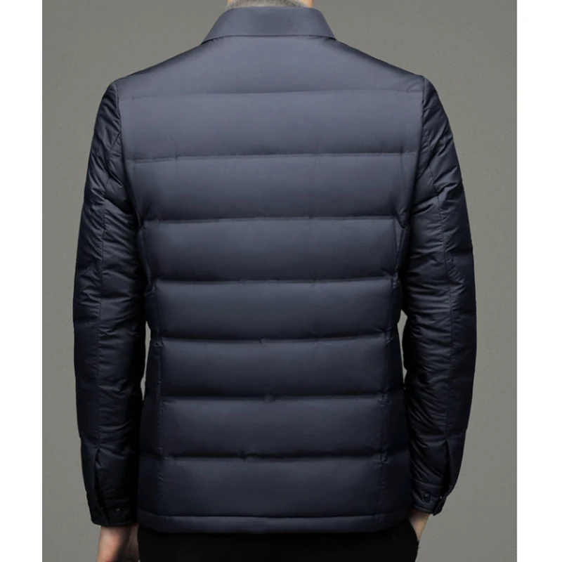 High Quality Men's White Goose Down Jackets Winter Business Casual Warm Puffer Coat Outwear Solid Color Windproof Down Tops