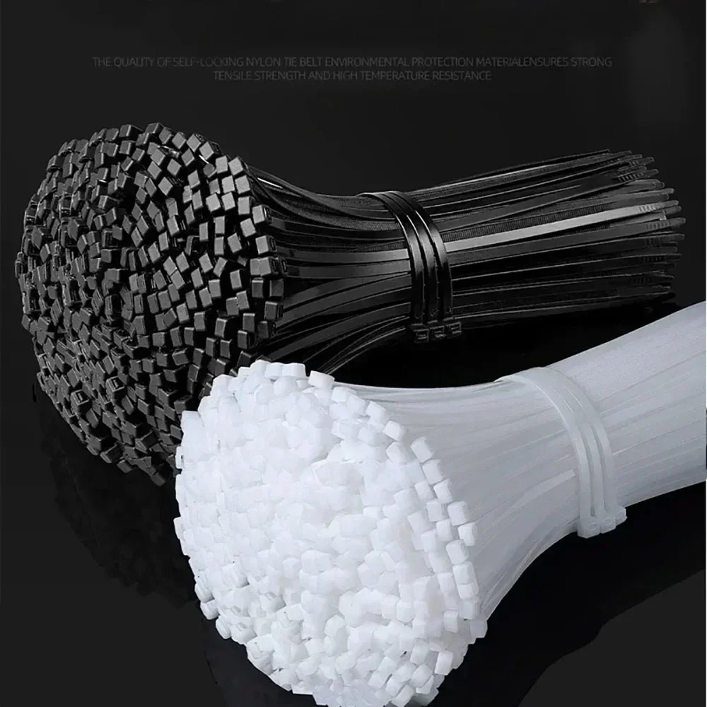 10-1000 Pcs Plastic Clamping Collar Rilsan Cable Ties Clamp Greenhouse Plastic Clamps Self-tightening Plastic Necklace Belts