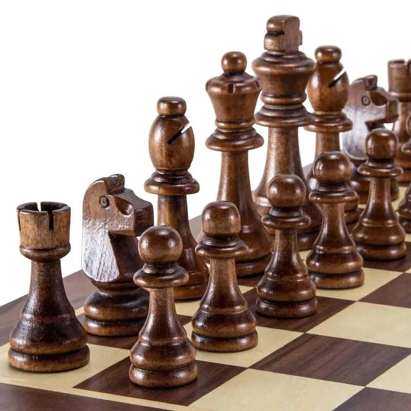 32 Pieses Wooden Chess Standard Tournamen Staunton Wood Chessmen 8cm King Height Chess Pieces Only No Board wooden chess chess pieces