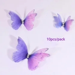 Elegant 3D Double - Layer Polyester Butterfly Decorations for DIY Crafts and Accessories (Set of 10) (Purple)