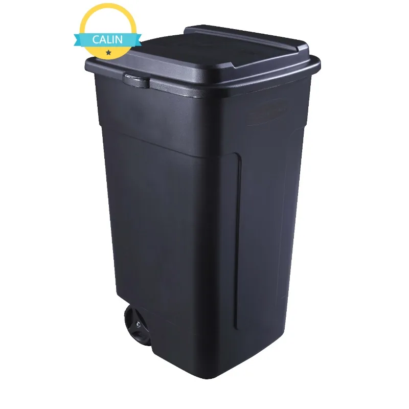 

Пластиковая мусорная корзина Rubbermaid на колесиках, 50 галлонов, Черная