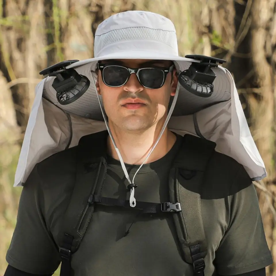 Cappello Da Sole Con Ventola, Due Cappelli Da Pesca A Tesa Larga - Foto 7