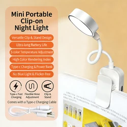 Compact USB Rechargeable LED Clip - On Reading Lamp (Round White)