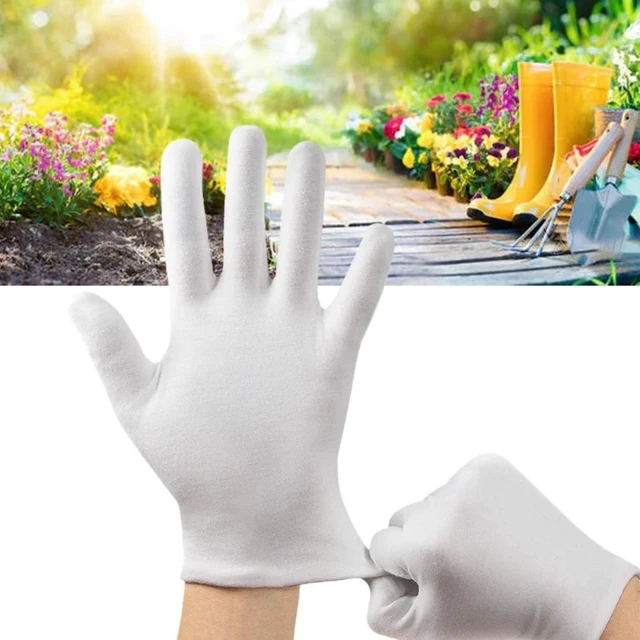 24PCS White Cotton Work Gloves Breathable Soft Cloth Liners Safety Gloves for Men Women Gardening Jewelry Coin Silver Warehouse 5