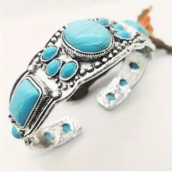 1 Piece/Retro Bohemian Natural Turquoise Bracelet  Holiday Leisure Travel Women's Wear Bohemian Exquisite Accessories