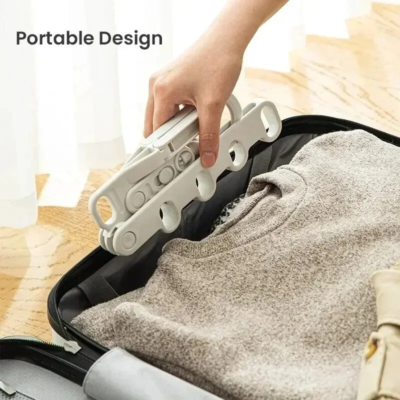 Portable Foldable Travel Hanger Folding Cloth Drying Rack Travel Hanger Hanging Rack with 5Holes for Hotel Multi-function Hanger