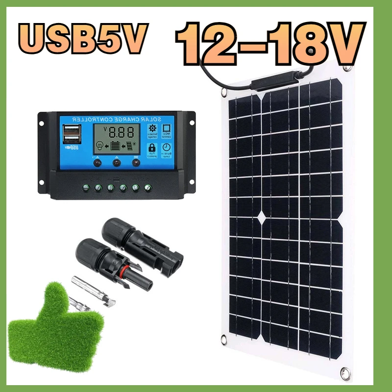 Minisplit Solar Powerstation Mini Pannello Con Controller Pv Rv Camping Charger Pannelli Piastra 12V Cell Charge Battery 5V Usb