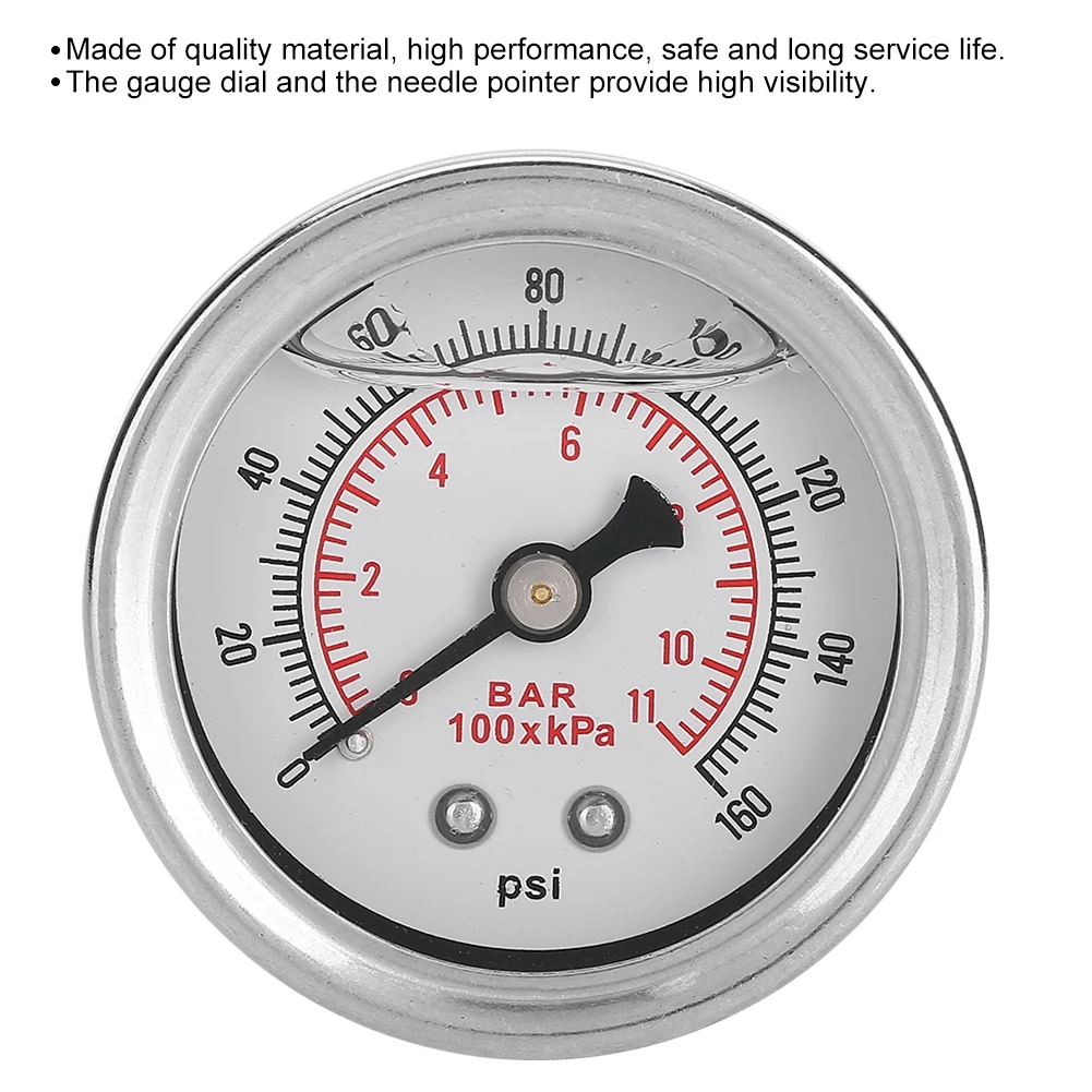 0-160 PSI/bar Car Fuel Pressure Regulator Gauge Liquid Fill Fuel/Oil Meter,racing car gauge,automotive gauge