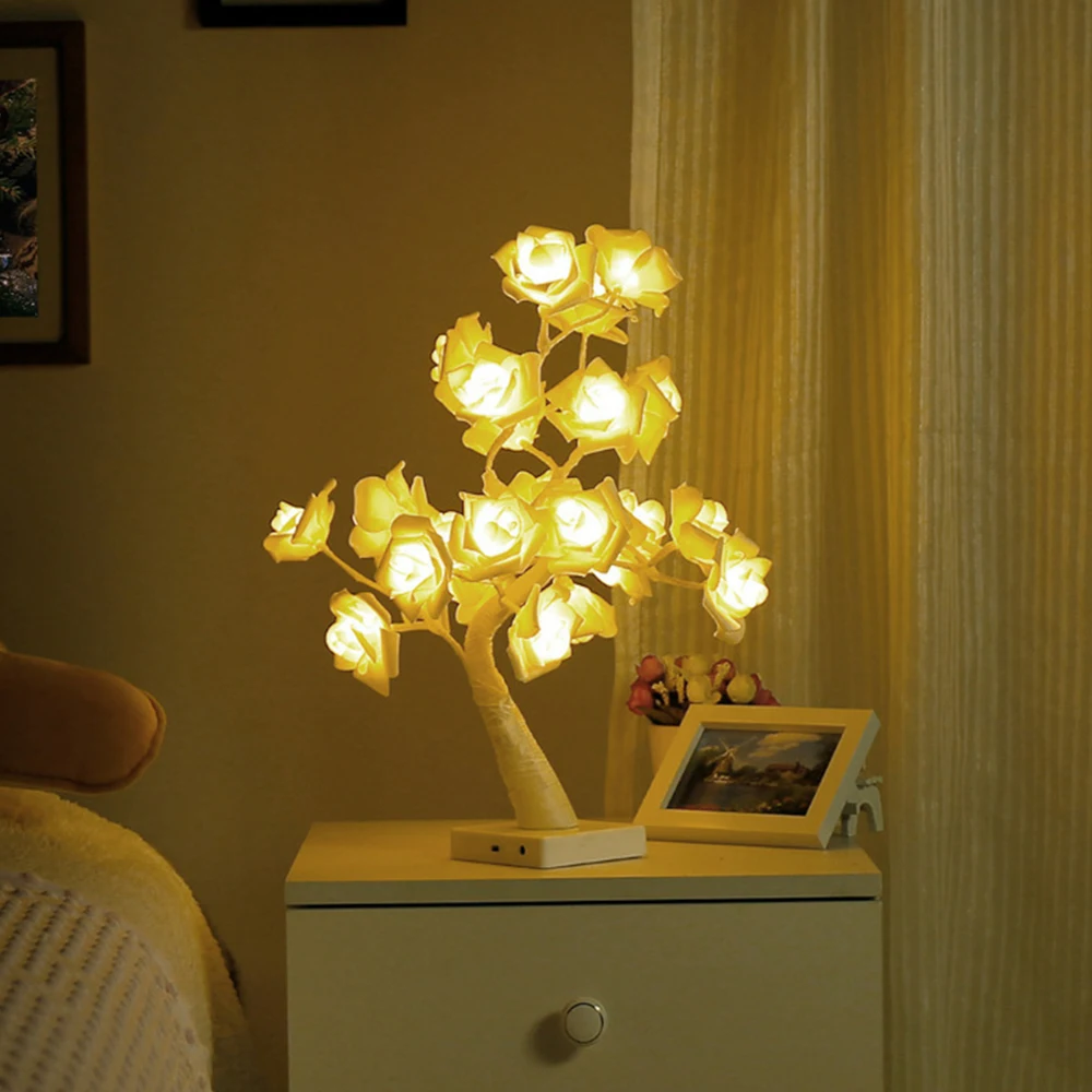 

LED Night Light Rose Flower Tree USB Desk Lamp Christmas Decoration Gift For Home Decor LED Lamp Decoration Bedroom LED Lights