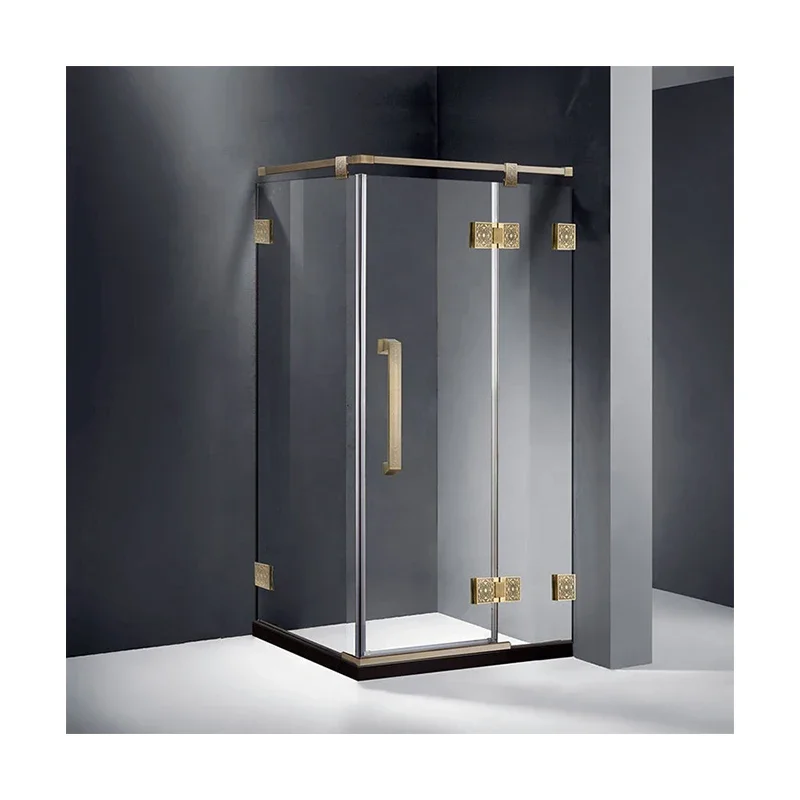 Single Hinged Door Both Sides Glass Frameless Shower Room Modern Hotel Corner Walk-in Thickened Safety Tempered Glass Door
