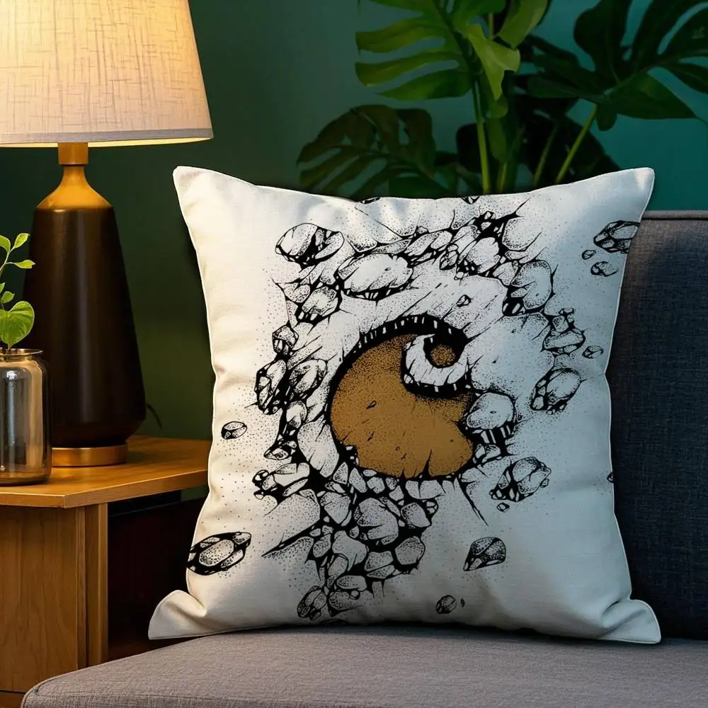 الفاخرة C-Carhartts-S العلامة التجارية كيس وسادة أفخم النسيج لينة مزدوجة الوجهين طباعة غطاء وسادة أريكة رمي وسادة تغطي