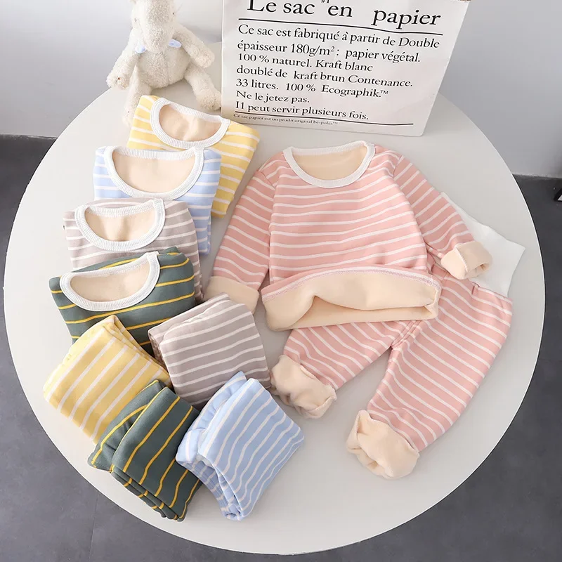

Baby Girls Boys Pajamas Sets Kids Cartoon Print Sleepwear Warm Top+pant Underwear Suit 1 To 6Yrs Children's Fleece Clothing