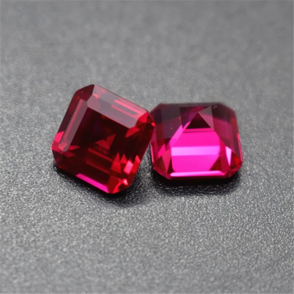 

High Quality Ruby Square Faceted Gemstone Emerald Cut Ruby Gem 6x6mm/8x8mm/9x9mm C37R