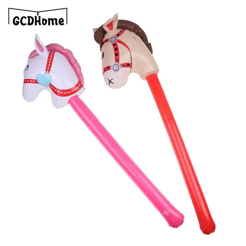 Hot Sale 1pc Inflatable Stick Horse Head Pony Stick Balloon Cowboy