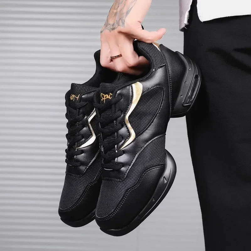 Soft Men Shoes Sports Increased Anti-skid Square Dance Shoes Sneakers Net Jazz Fitness Team Performance