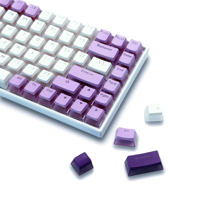 Puddin Transperent Keycaps white/purple white/blue