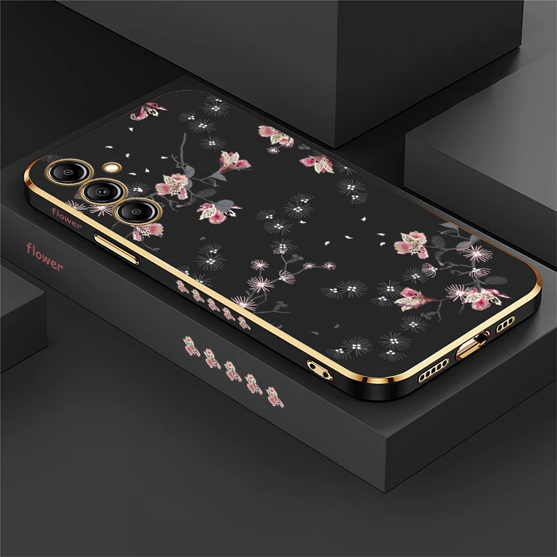 Elegant Floral Phone Case with Plating Finish
