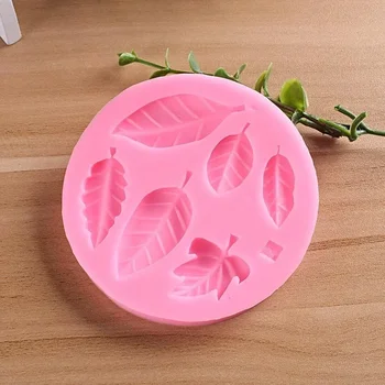 Leaf Shaped Kitchen Baking Tools 6 Holes Silicone Molds with Chocolate Molds Sugar Flipping Cake Decoration Molds Accesories 2