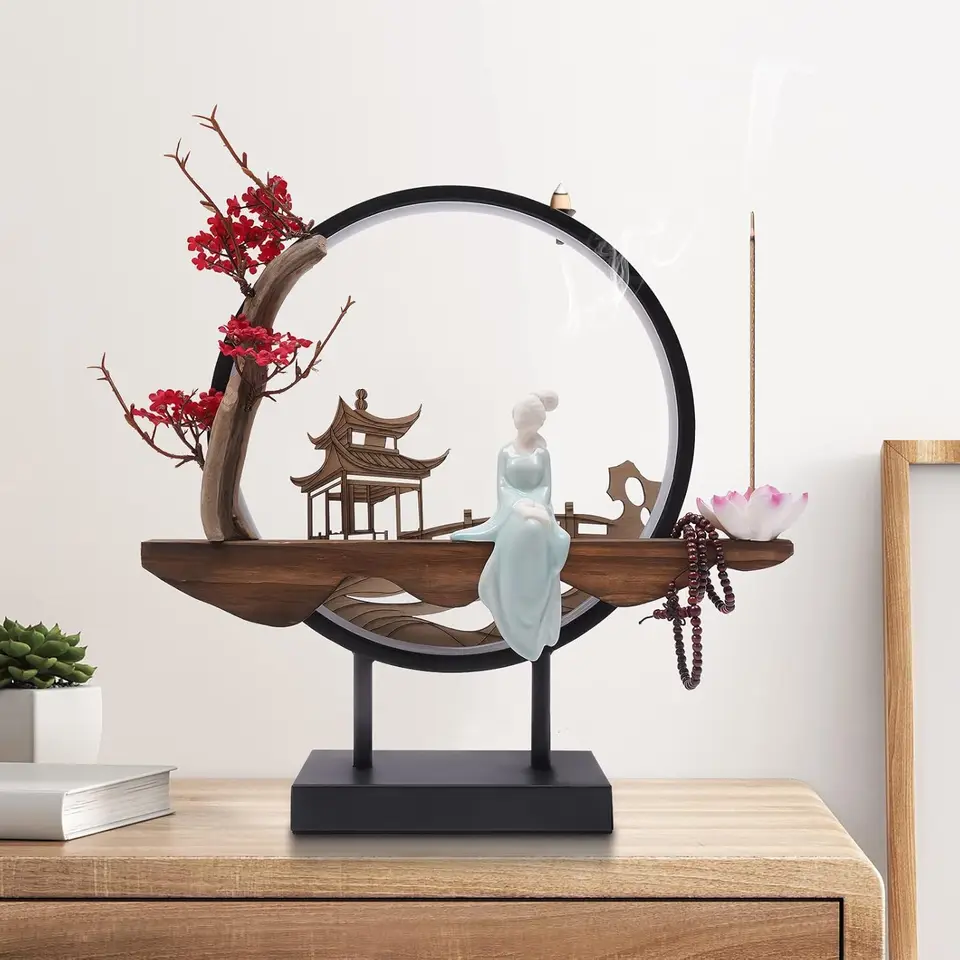 Chinese Style LED Light Ceramic Incense Holder
