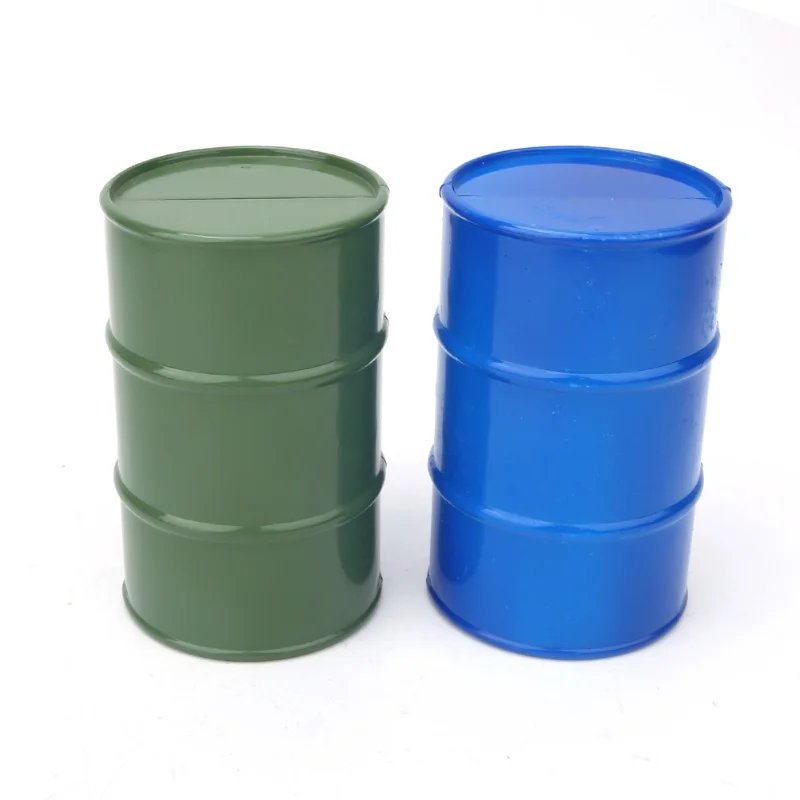 2PCS 시뮬레이션 금속 미니 오일 드럼 컨테이너 장식품 1/10 RC 크롤러용(블루그린)