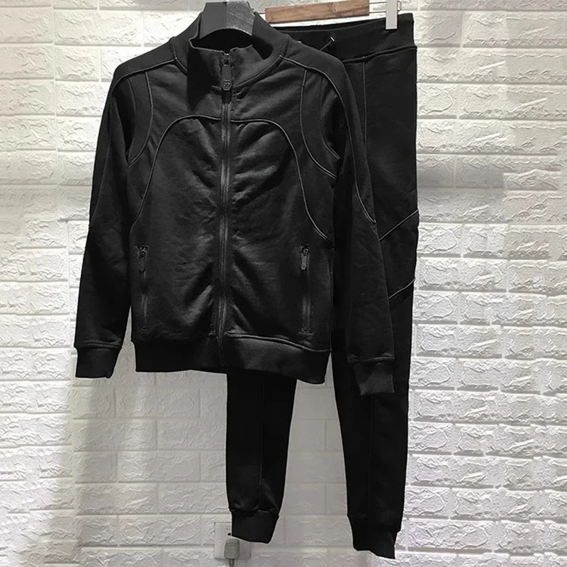 

2024 Men's Hoodie Set Autumn Luxury Zipper Rhinestone Cardigan Brand Pants Casual Two Piece High Quality Clothing