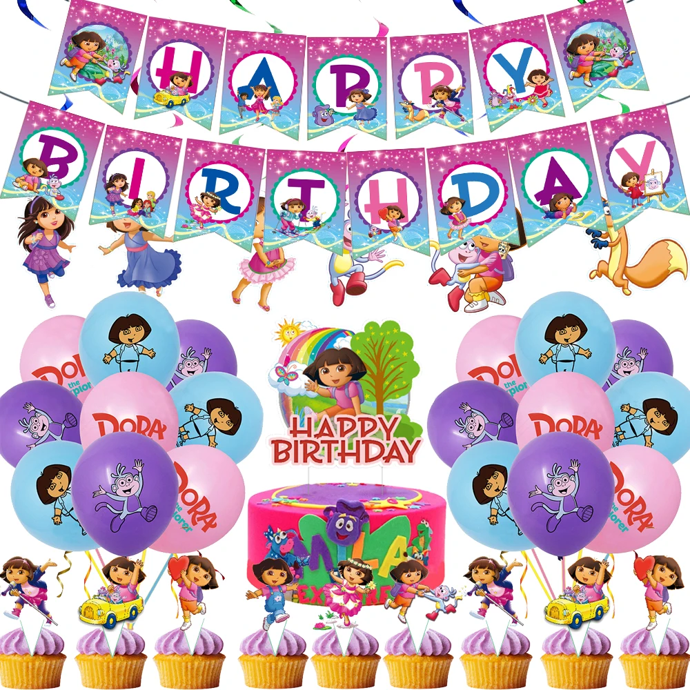 Baby Girl Favors Dora The Explorer Theme Birthday Party Decorations Diy Party  Supplies Balloons Wedding Party Decorations Set - Ballons & Accessories -  AliExpress