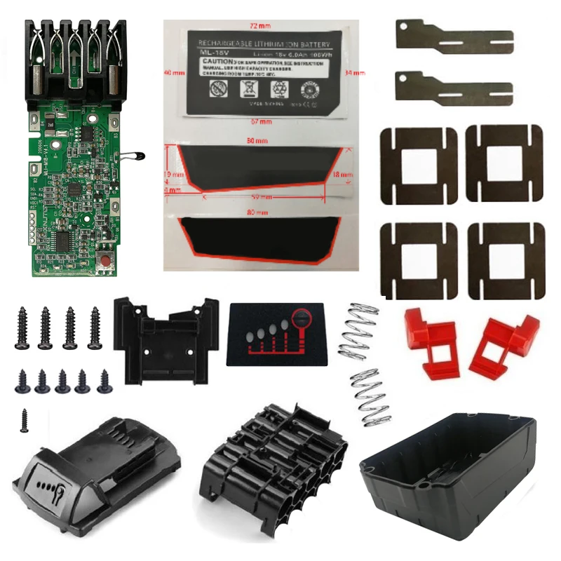 Li-ion Battery Plastic Case PCB Charging Protection Circuit Board 3Ah 6Ah Sticker For Milwaukee for M18 18V Shell Box Housing