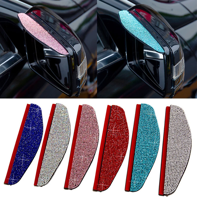 Rearview Mirror Rain Eyebrow Car Rearview Mirror Rain Eyebrow Weatherstrip Rhinestone Car Rearview Side Snow Sun Visor Rain Cover Protector Parts Accessories