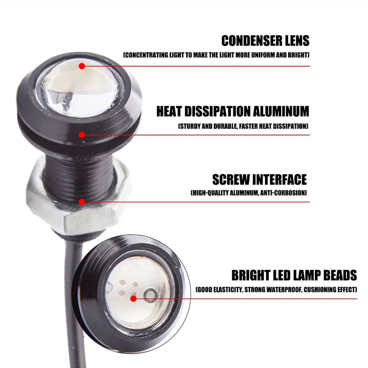 Led daytime running lights 4Pcs/Lot 18MM eagle eye for motorcycle car signal fog lamp auto accessories