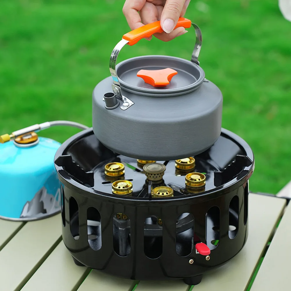 

19800W 7-Core Camping Stove High-Power Gase Burner Windproof Stove Electronic Ignition Outdoor Stoves Hiking Camping Tools